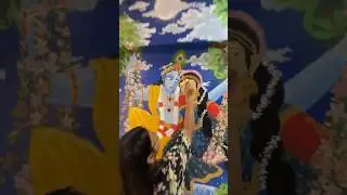Radha Krishna painting in a mandir room in Mumbai house #muralpainting #radhakrishna #wallpainting
