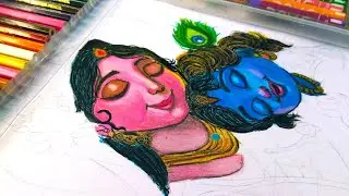 kanha yashoda oil pastel drawing/kanha and yashoda drawing/yashoda maiya & kanha oil pastel drawing