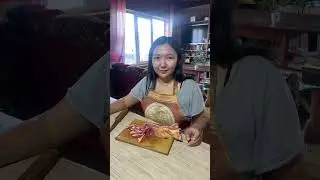 Raw frozen meat for snack.