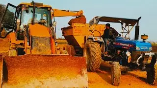 jcb 3dx plus and power tractor 🚜 mitti loding and unloading video #JCB #Backhoes #tractor #jcbvideo