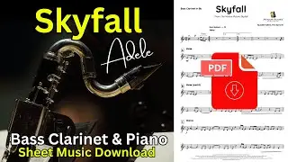 Skyfall (Adele) | Bb Bass Clarinet & piano | Bass Clarinet sheet music for beginners | Pdf