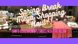 SPRING BREAK MEGA SHOPPING HAUL!  Sam's Club/Target/Walmart/Aldi/Five Below