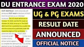 DU Entrance Result 2020/How To Download DU Entrance UG & PG Result 2020/DU Result Updates 2020.