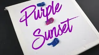 Purple Sunset | how to paint pink sunset with sunbeams & lake reflections🌞