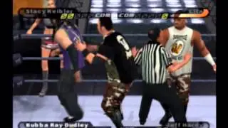Dudley Boyz & Stacy vs Hardy Boyz & Lita - WWE Smackdown SYM [PS2]