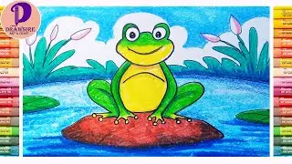 Frog Drawing Easy _ How To Draw A Frog _ Frog Drawing Step By Step _ Oil Pastel Colours