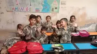 Montessori students learning color names n parts of body name in action game. 