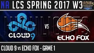 Cloud 9 vs Echo FOX Highlights Game 1 - NA LCS W3D3 Spring 2017 - C9 vs FOX G1