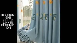 Blue Cartoon Dinosaur Kids Blackout Curtains, Cute Embroidery Nursery Tulle Curtains for Children Bo