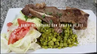 Alverjitas Guisadas con Chuleta de Res son Nutritivas I Recetascocinaperuana I
