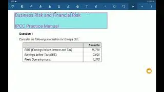 Business Risk and Financial Risk problem 1 | IPCC Practice Manual | IPCC Classes in English