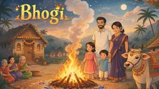 Bhogi celebrations/ Sankranthi celebrations/ festive mode/ celebrations in gibli art 
