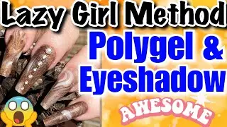 Polygel and Eyeshadow Lazy girl method; marble tutorial #polygel #nailtutorial #beautifulnails