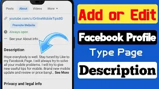 How To Add Description On Facebook Page 2026 | Add Description On Facebook Profile Type Page