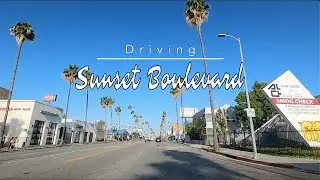 Driving in Los Angeles on Sunset Boulevard from Beginning to End