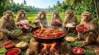 बंदरों ने बनाया चिकन chilli 😱| Monkeys chicken chilli 