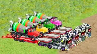 COLORFUL BOX GARAGE - TRANSPORTING VLOVO TRUCK WITH LIGHT UP EYES MIXER TRUCK MAN TGX MERCEDES BENZ