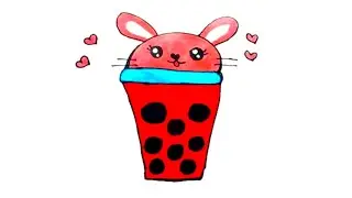 Easy Boba tea art tutorial| Bubble chocolate tea drawing for kids| 