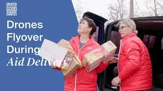 Drones Flyover During Aid Delivery