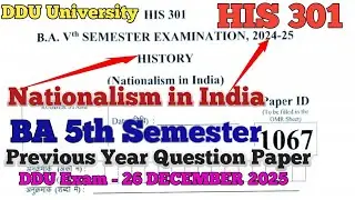 History 301 5th semester / ba 5th semester history question paper / nationalism in india / #his301 