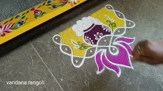 Bhogi special rangoli | Sankranti muggulu |  Pongal special rangoli borders | pongal pot kolam