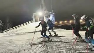 Storslalomträning i Sundsvall med U-16 gruppen på halvrisigt underlag efter mycket snö 2026-01-15