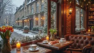 Cozy Snowy Coffee Shop Jazz Ambience for Focus, Work and Relax