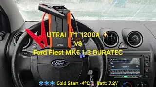 #Utrai T1 1200A⚡️ vs Ford Fiesta MK6 1.3 Duratec 8V #ColdStart -4&deg;C🌡 #test batt 7.2V