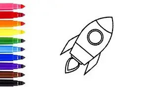 Rocket Drawing // Colour For Toddlers // Easy Panting Video // Draw Video Rocket // Art