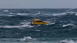 It's no easy job being a pilot boat driver as seen off Point Lonsdale, Victoria, Australia.