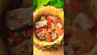 Stuffed pineapple recipe for delicious adventure! 🌳✨#5minuterecipes #pineapplerecipes #campingfood