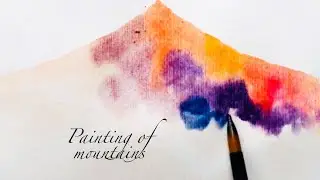 How to paint a landscape of mountains and trees with watercolors