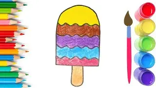 How To Draw cute Ice-cream Drawing, Painting & Coloring For Kids and Toddlers_🌈🎨 🐋
