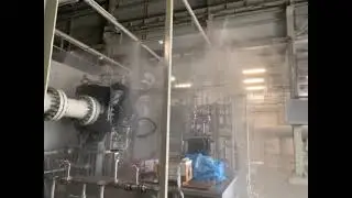 Fire fighting system in active mode | Система пожаротушения в работе. Пожар