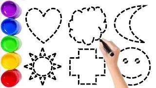 easy shape drawing, drawing circle shape smile emoji, sun triangle, preschoool learning videos