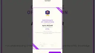 Mimo's HTML Certificate 🎉| #coding #programming #coffindance #html #certificate #webdevelopment #web