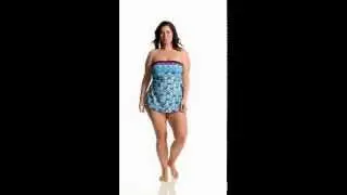 Maxine Plus Size Diamond Kisses Bandeau Sarong One Piece Swimsuit | SwimOutlet.com