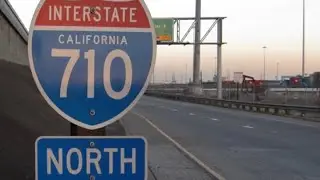 Driving the northbound 710 freeway on a rainy day - from Long Beach to Alhambra