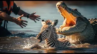 Top 5 Intense Moments: Heroic Rescue Team Saves Baby Zebra from GIANT Crocodile Attack