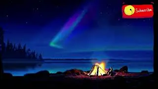 Aurora Borealis with Campfire Sounds | Peaceful Night Music
