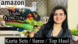 Amazon Kurta Set Haul, Anarkali Kurta Pant With Dupatta, Crop Top, Middi Dress, Kanjivaram Saree