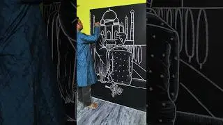 Silent Love at Taj Mahal 🤍 | Romantic White Chalk Art on Blackboard #shorts #art #tajmahal #foryou