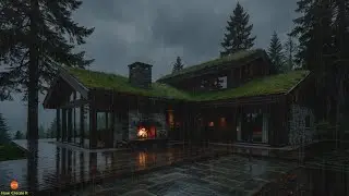 Sublime Midnight Rain with Fireplace and Soft Thunder for Inner Peace in a Serene Forest House Home
