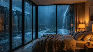 Waterfall Rain on the Patio 💧 Cozy Room Sleep Ambience