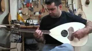 lavta with saz strings played by Dimitris Rapakousios in his workshop