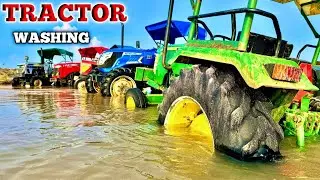 Dangerous Water Crossing & Rescue Scene | mahindra 4x4 Power In Action | tractor WASHING