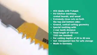 HCS Jigsaw Blades, T-Shank, kitchen worktop, clean cut: Special blade for extremely clean cuts