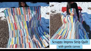 Scrappy Improv Quilt - Soft Curves Free Piecing - Sewing tutorial