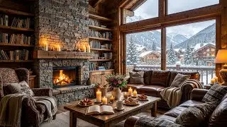 Cozy Winter Cabin Jazz &ndash; Soft Piano & Fireplace Ambience in a Snowy Mountain Chalet
