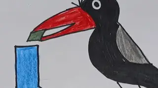 A thirsty crow drawing//crow drawing//crow drawing for beginner 